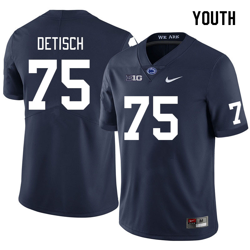 Youth #75 Matt Detisch Penn State Nittany Lions College Football Jerseys Stitched Sale-Navy - Click Image to Close